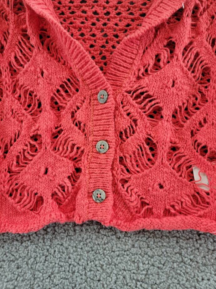 Free People Sedona Cropped Cardigan Women's XS Guava Berry Collared Button Front
