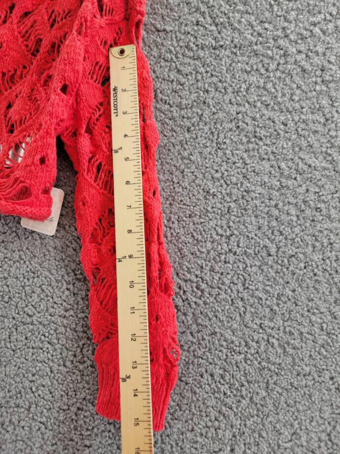 Free People Sedona Cropped Cardigan Women's XS Guava Berry Collared Button Front