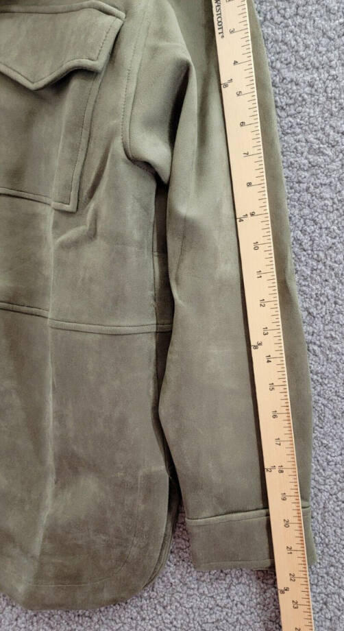 Calvin Klein Long Sleeve Overshirt Jacket Women's M Dark Olive Point Collar