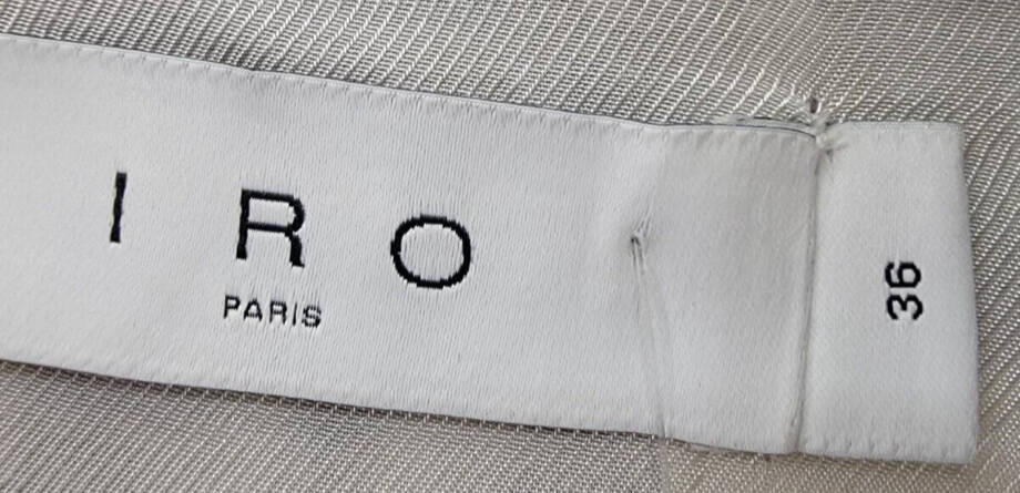 IRO Bika Long Sleeve Sweater Women's 36 Ecru/Black/Grey Spread Collar Pocket Zip