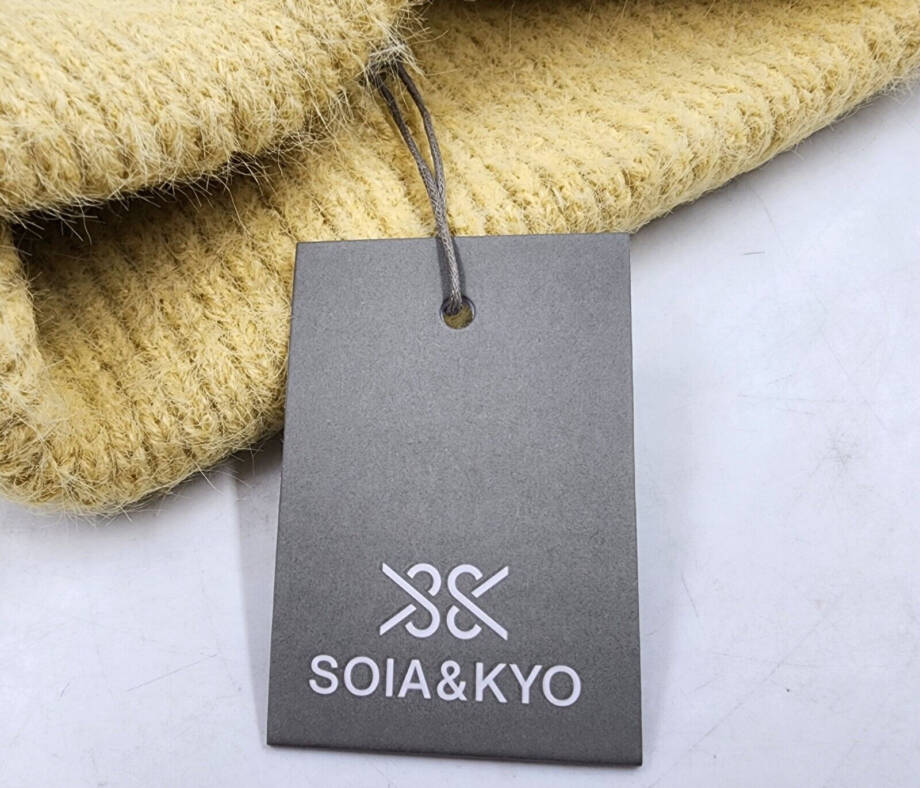 Soia & Kyo Jaya Knit Hat Women's One Size Beam Wide Brim Metal Logo Tag Pull On~