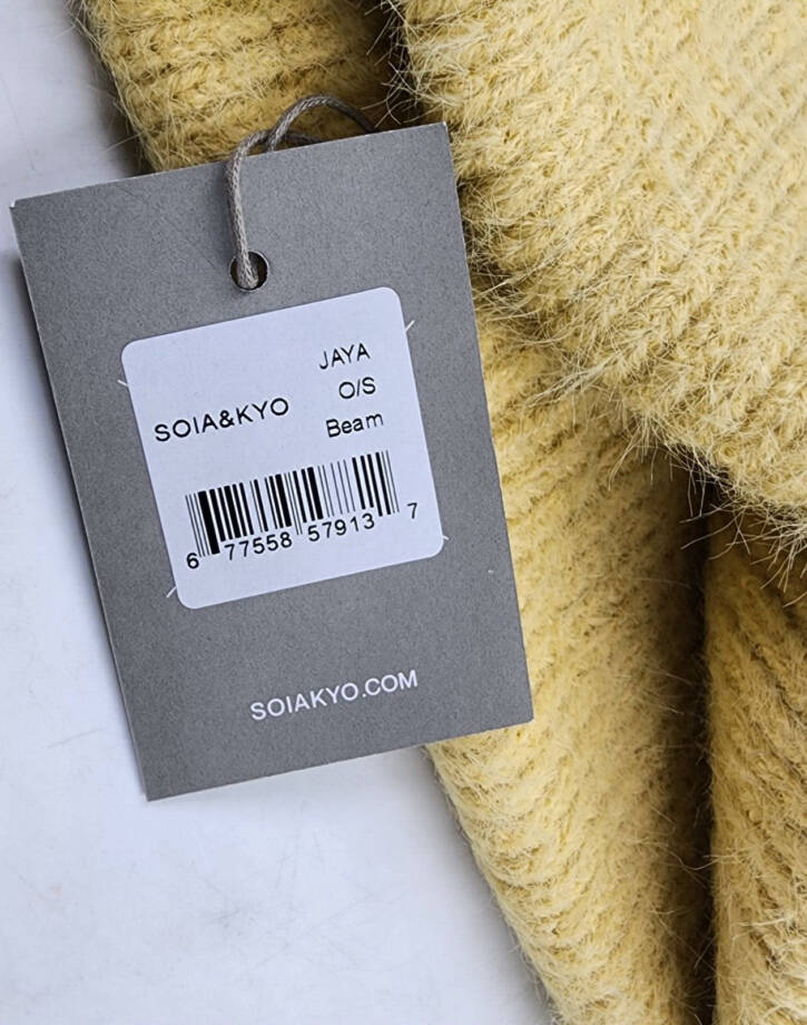 Soia & Kyo Jaya Knit Hat Women's One Size Beam Wide Brim Metal Logo Tag Pull On~
