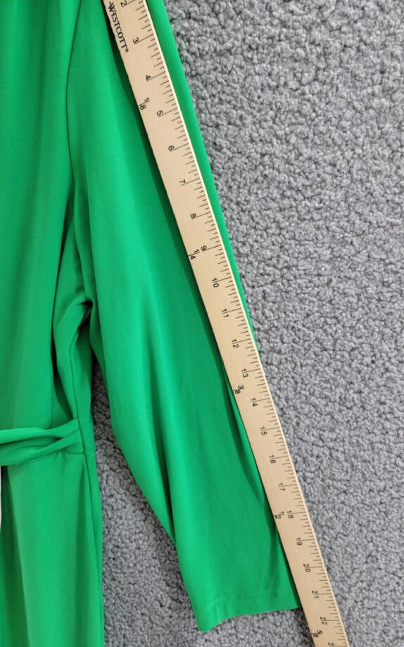 Kasper Colorblocked Faux-Wrap Sheath Dress Women's XXL Green/Pink Back Zip