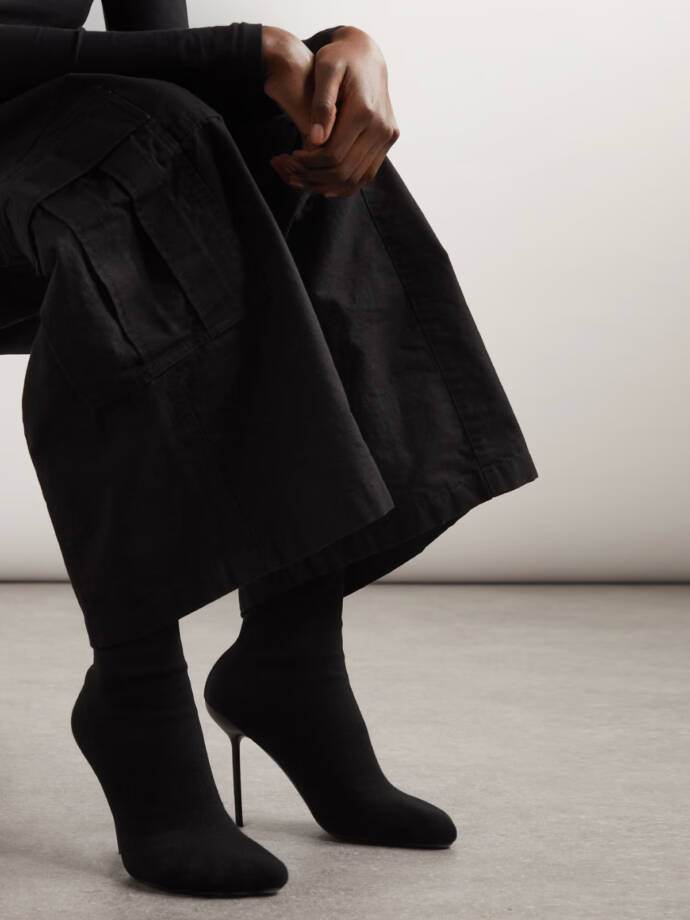 Balenciaga Anatomic High Heel Sock Booties Women's 41/11US Black Solid Pull On