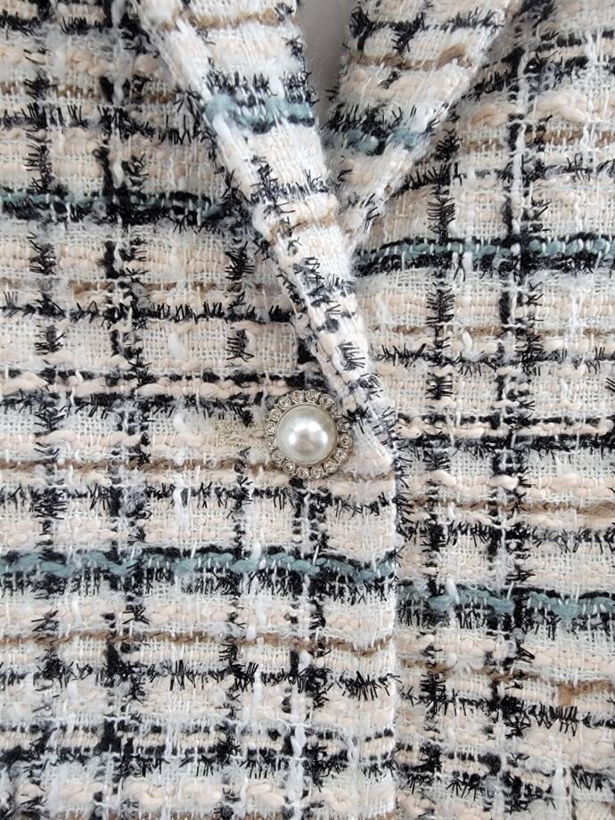 Avec Les Filles Tweed Blazer Women's XS Blush Multi Button Front Closure L/S