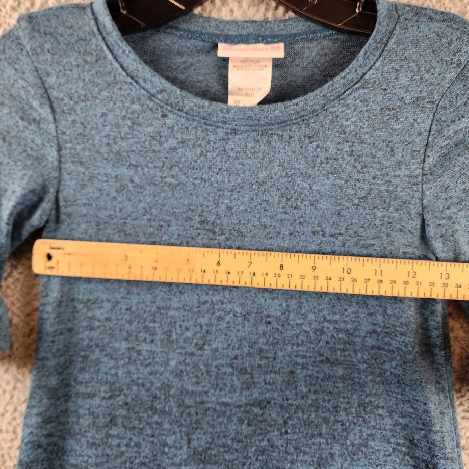 Bonnie Jean Double Bell Sleeve Knit Dress Big Girls 10 Blue Heather Crew Neck