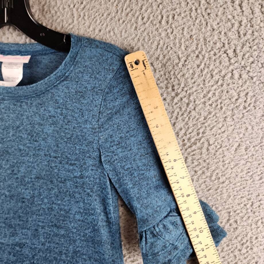Bonnie Jean Double Bell Sleeve Knit Dress Big Girls 10 Blue Heather Crew Neck