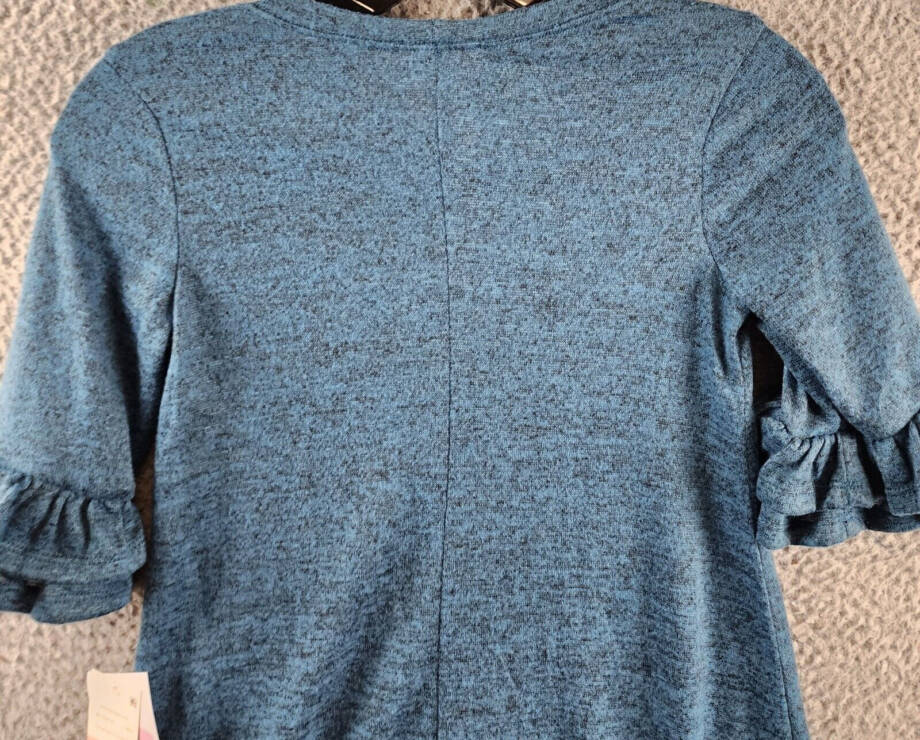 Bonnie Jean Double Bell Sleeve Knit Dress Big Girls 10 Blue Heather Crew Neck