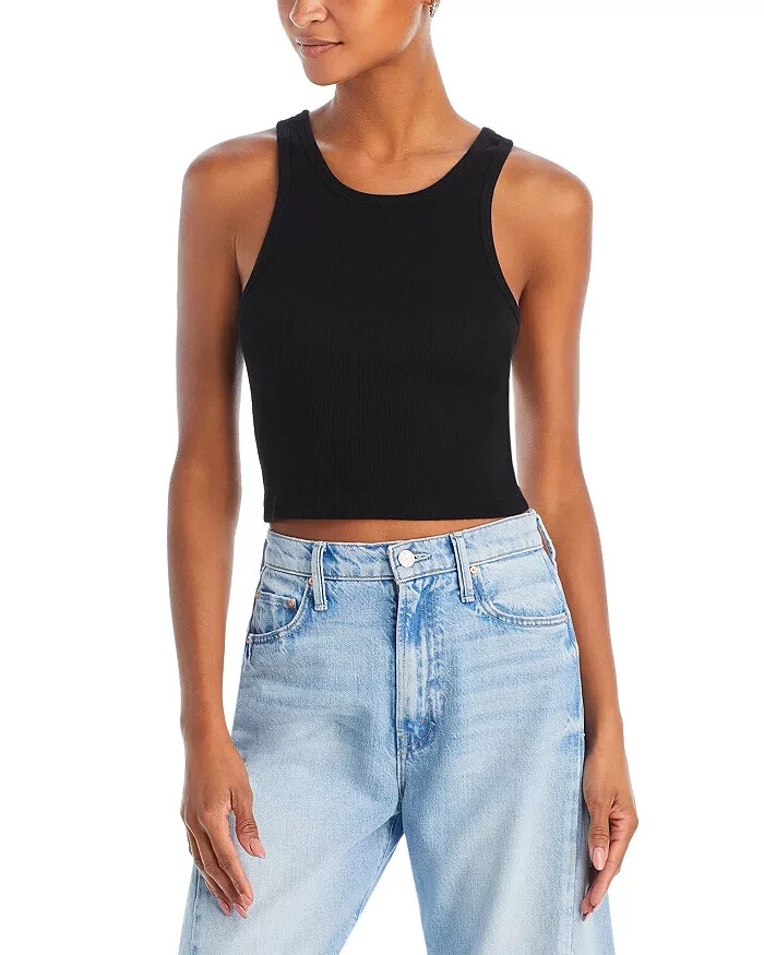 Cotton Citizen Verona Cropped Tank Top Women's XS Jet Black Scoop Neck Pullover