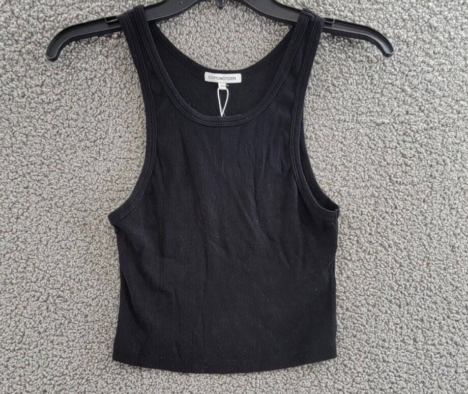 Cotton Citizen Verona Cropped Tank Top Women's XS Jet Black Scoop Neck Pullover