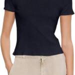 Velvet by Graham & Spencer Brenny Short Sleeved Rib Tee Women's L Crater Blue