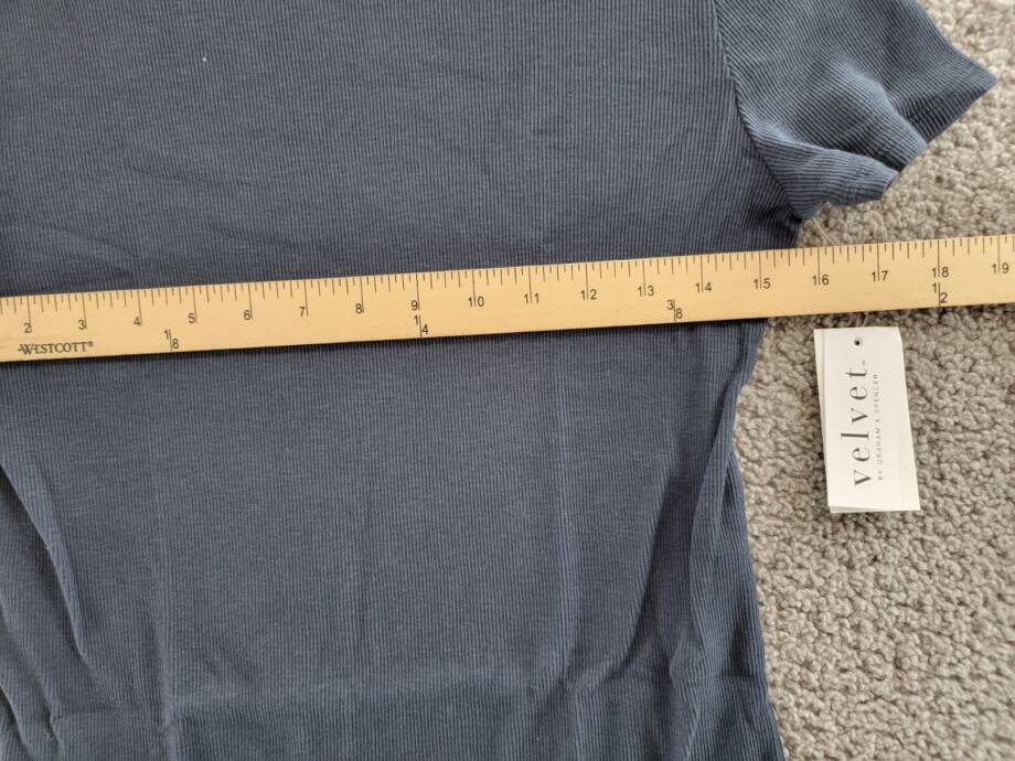Velvet by Graham & Spencer Brenny Short Sleeved Rib Tee Women's L Crater Blue