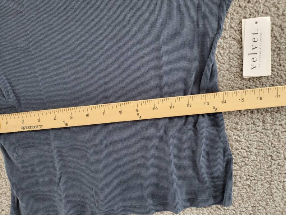 Velvet by Graham & Spencer Brenny Short Sleeved Rib Tee Women's L Crater Blue