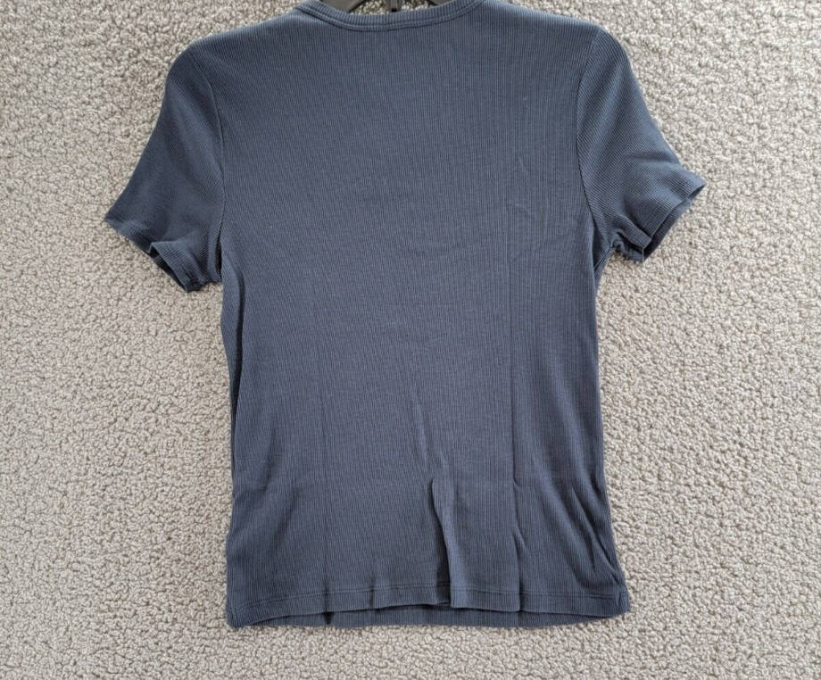 Velvet by Graham & Spencer Brenny Short Sleeved Rib Tee Women's L Crater Blue