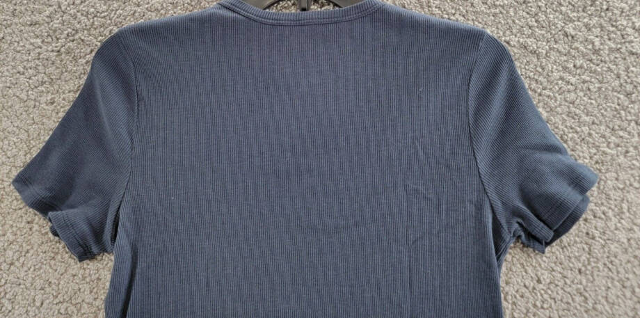 Velvet by Graham & Spencer Brenny Short Sleeved Rib Tee Women's L Crater Blue