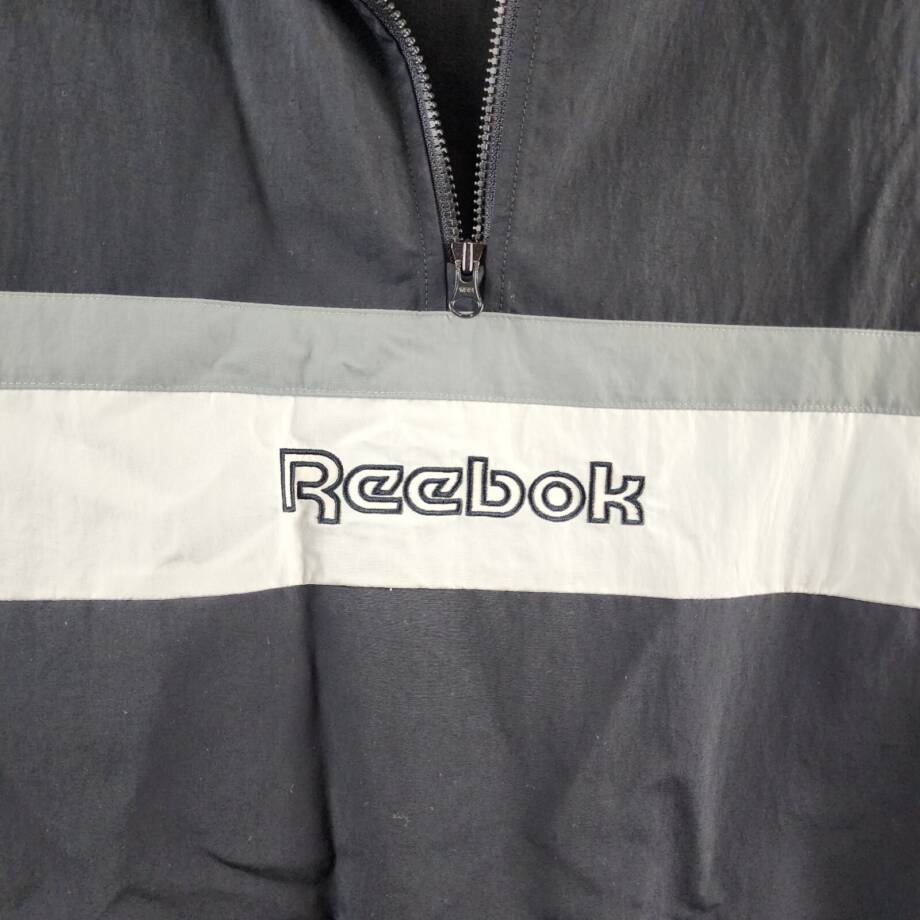 Reebok Retro Colorblocked Quarter-Zip Popover Men's M Black/White Long Sleeve