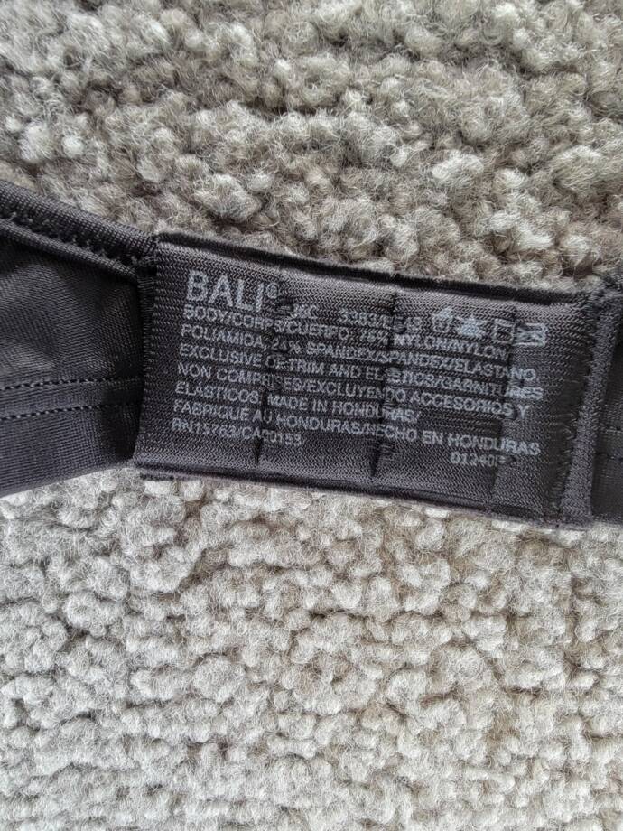 Bali Passion for Comfort Underwire Bra Women's 36C Black Dual Back Hook-and-Eye