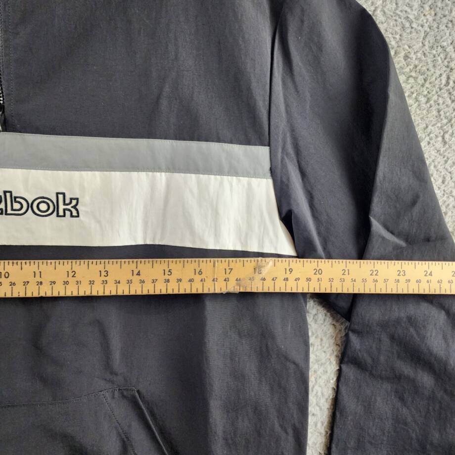 Reebok Retro Colorblocked Quarter-Zip Popover Men's M Black/White Long Sleeve