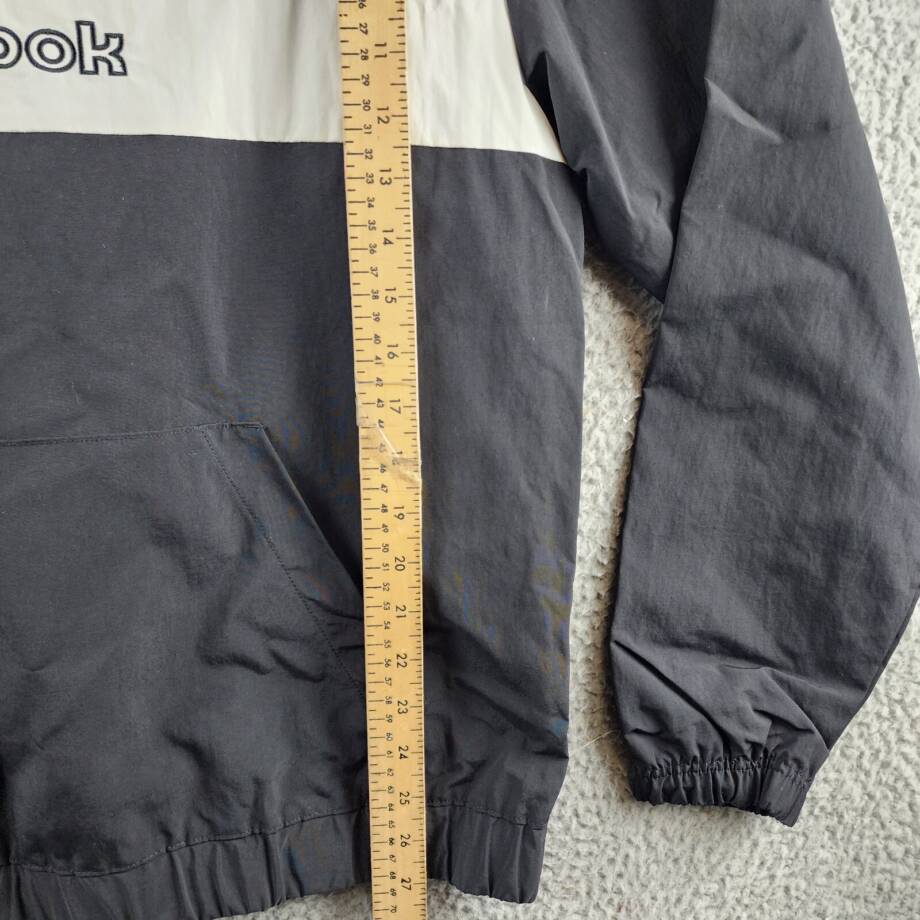 Reebok Retro Colorblocked Quarter-Zip Popover Men's M Black/White Long Sleeve