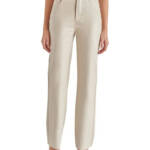 Steve Madden Loren High-Rise Faux-Leather Pants Women's 28 Bone Button Zipped