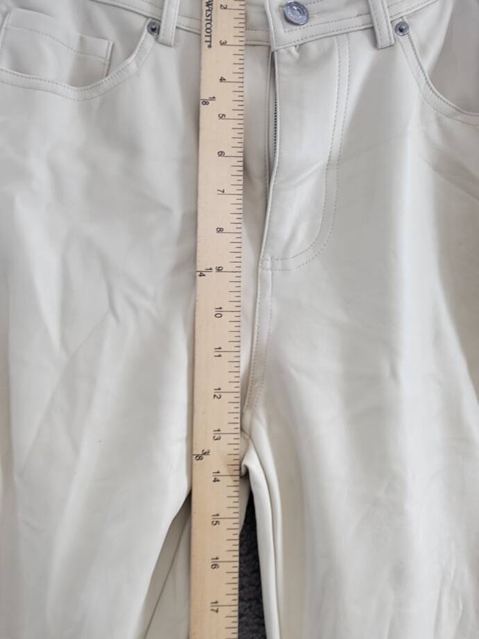 Steve Madden Loren High-Rise Faux-Leather Pants Women's 28 Bone Button Zipped