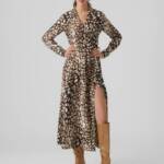 Vero Moda Josie Rika Shirt Dress Women's XS Brown Multi Button Tie Closure L/S