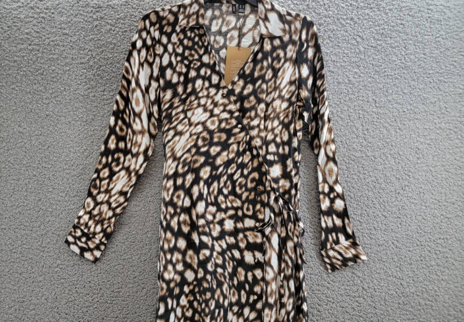 Vero Moda Josie Rika Shirt Dress Women's XS Brown Multi Button Tie Closure L/S