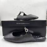Aqua Gigii Pointed Square Toe Slip On Buckled Flats Women's 6M Black Solid