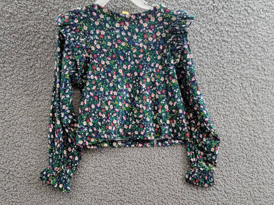 Polo Ralph Lauren Floral Ruffled Top Little Girls 5 Navy Multi Long Sleeve