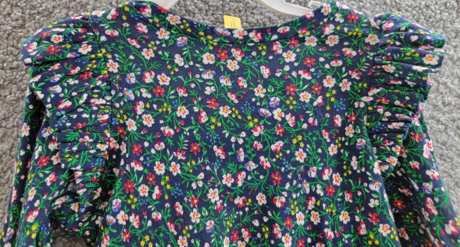 Polo Ralph Lauren Floral Ruffled Top Little Girls 5 Navy Multi Long Sleeve