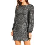 Steve Madden Delorean Sequined Mini Cocktail Dress Women's S Black Pullover