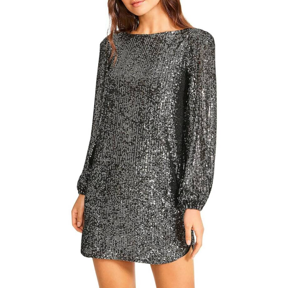 Steve Madden Delorean Sequined Mini Cocktail Dress Women's S Black Pullover
