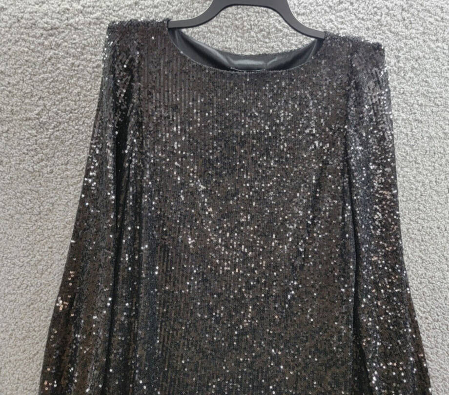 Steve Madden Delorean Sequined Mini Cocktail Dress Women's S Black Pullover