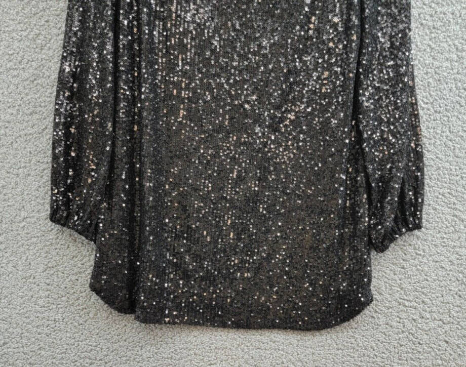 Steve Madden Delorean Sequined Mini Cocktail Dress Women's S Black Pullover