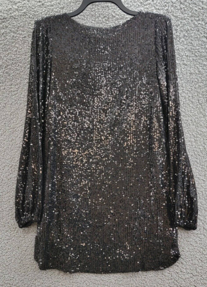 Steve Madden Delorean Sequined Mini Cocktail Dress Women's S Black Pullover