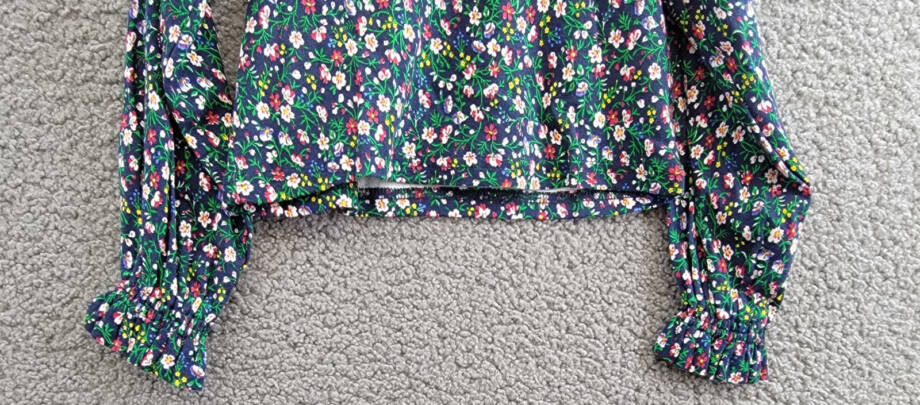 Polo Ralph Lauren Floral Ruffled Top Little Girls 5 Navy Multi Long Sleeve