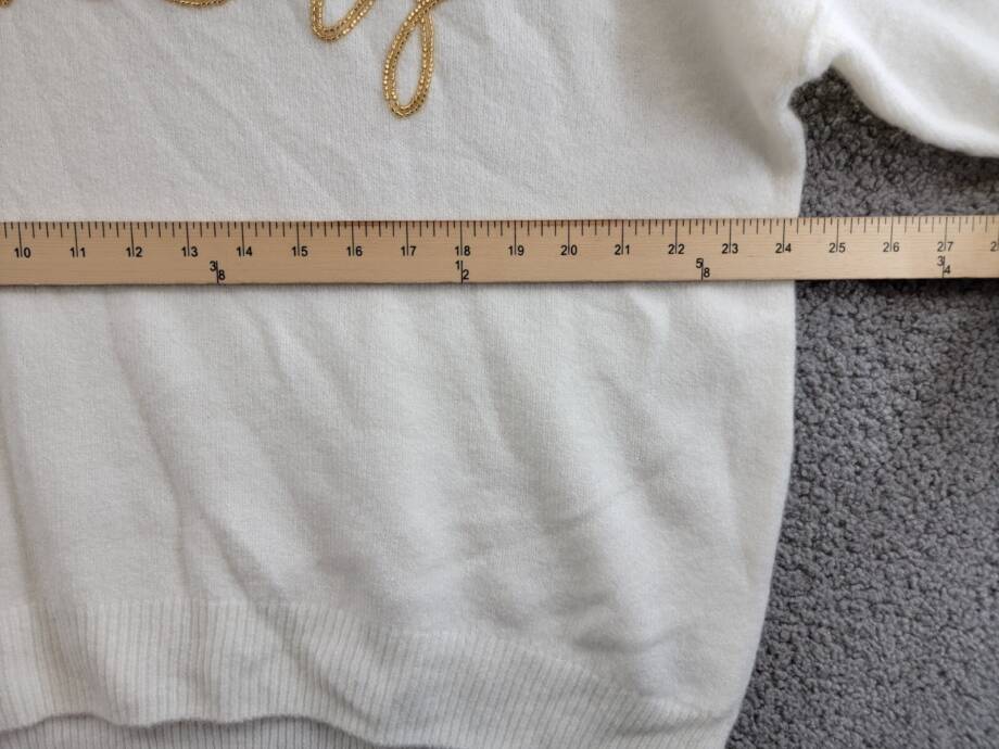 CeCe Cheers Crewneck Sweater Women's M Cream Solid Beaded Long Sleeve Pullover