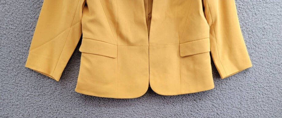Kasper Collarless Open-Front Long-Sleeve Jacket Women's M Golden Signature Solid