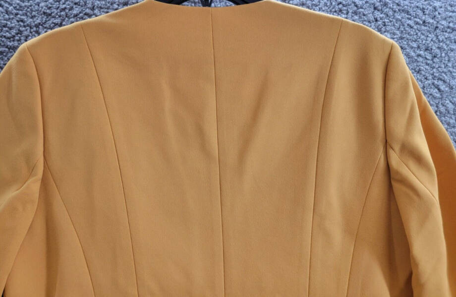 Kasper Collarless Open-Front Long-Sleeve Jacket Women's M Golden Signature Solid