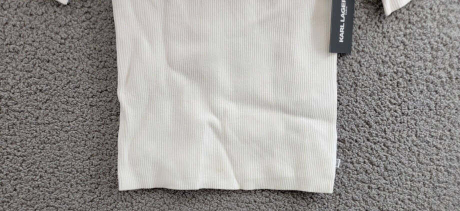 KARL LAGERFELD PARIS Sweetheart-Neck Sweater Women's S Soft White Short Sleeve