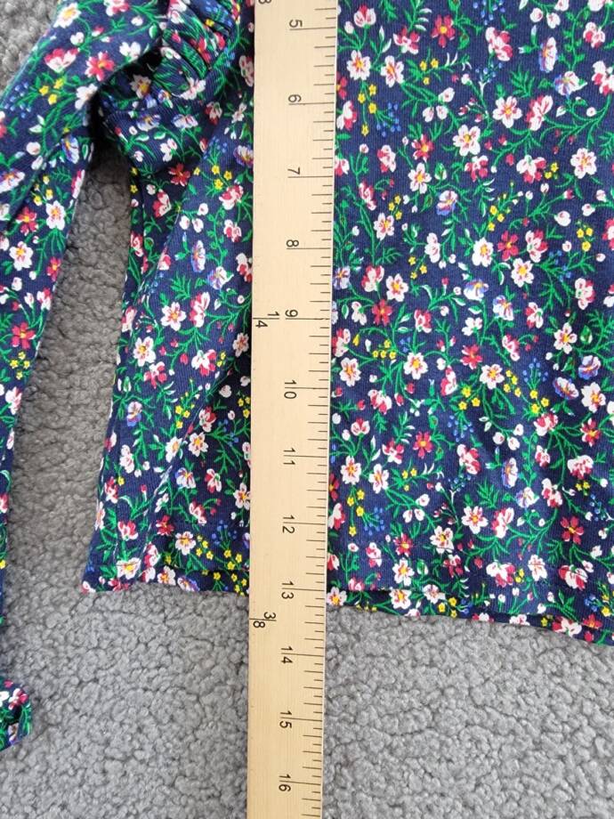Polo Ralph Lauren Floral Ruffled Top Little Girls 5 Navy Multi Long Sleeve