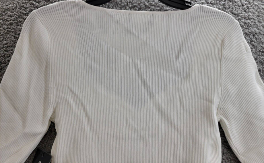 KARL LAGERFELD PARIS Sweetheart-Neck Sweater Women's S Soft White Short Sleeve