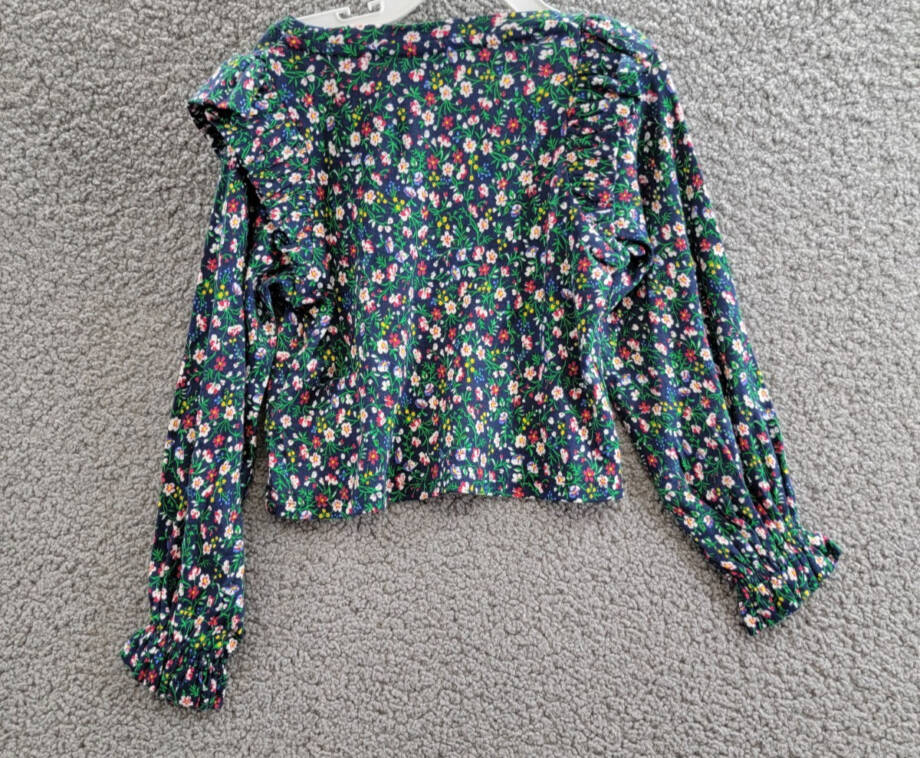 Polo Ralph Lauren Floral Ruffled Top Little Girls 5 Navy Multi Long Sleeve