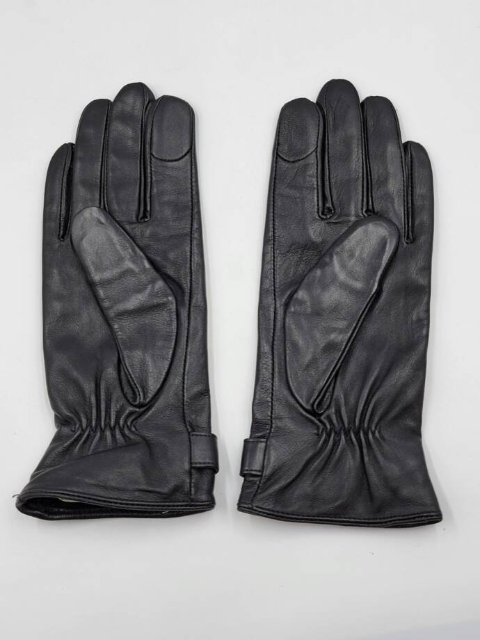 MICHAEL Michael Kors Leather Logo Ornament Gloves Women's M Black Slip On