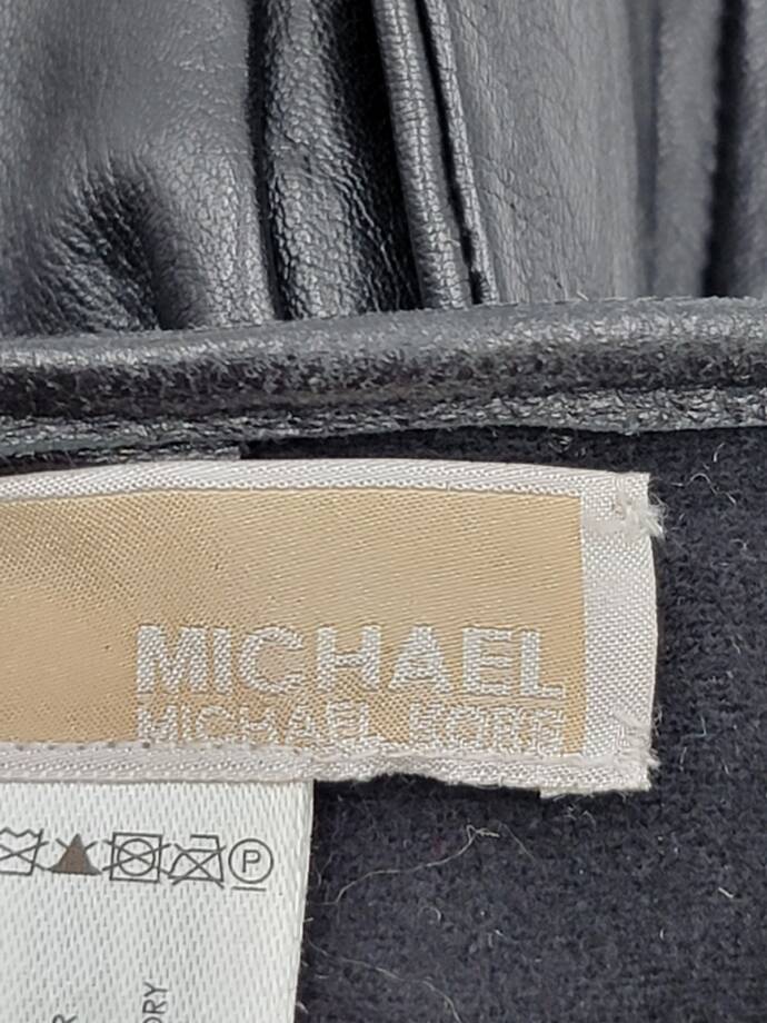 MICHAEL Michael Kors Leather Logo Ornament Gloves Women's M Black Slip On