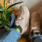 HOKA Clifton L Suede Low Top Sneakers Unisex 10W/9M Light Tan Round Toe Lace Up