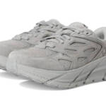 HOKA Clifton L Suede Low Top Sneakers Unisex 10W/9M Limestone Round Toe Lace Up