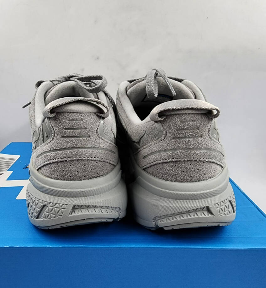 HOKA Clifton L Suede Low Top Sneakers Unisex 10W/9M Limestone Round Toe Lace Up