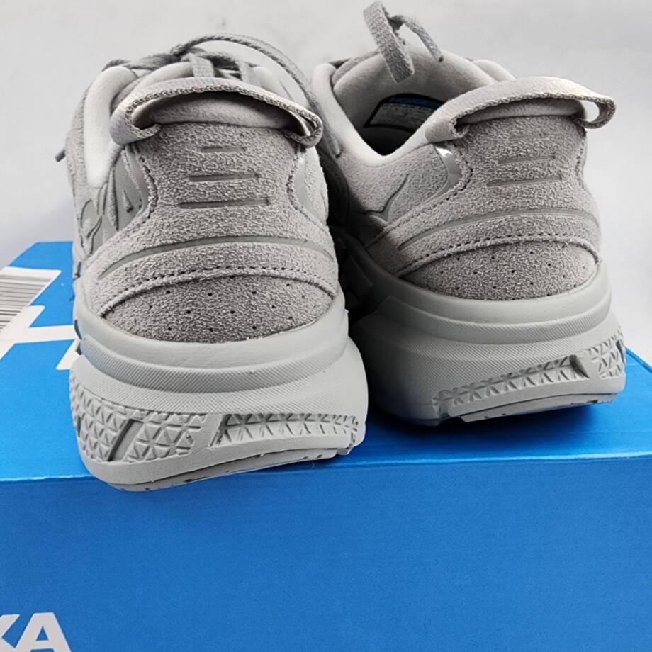 HOKA Clifton L Suede Low Top Sneakers Unisex 10W/9M Limestone Round Toe Lace Up