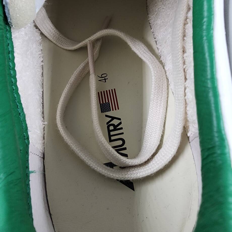 Autry Medalist Leather Low Top Sneakers Men's 13US White/Green Lace Up Closure